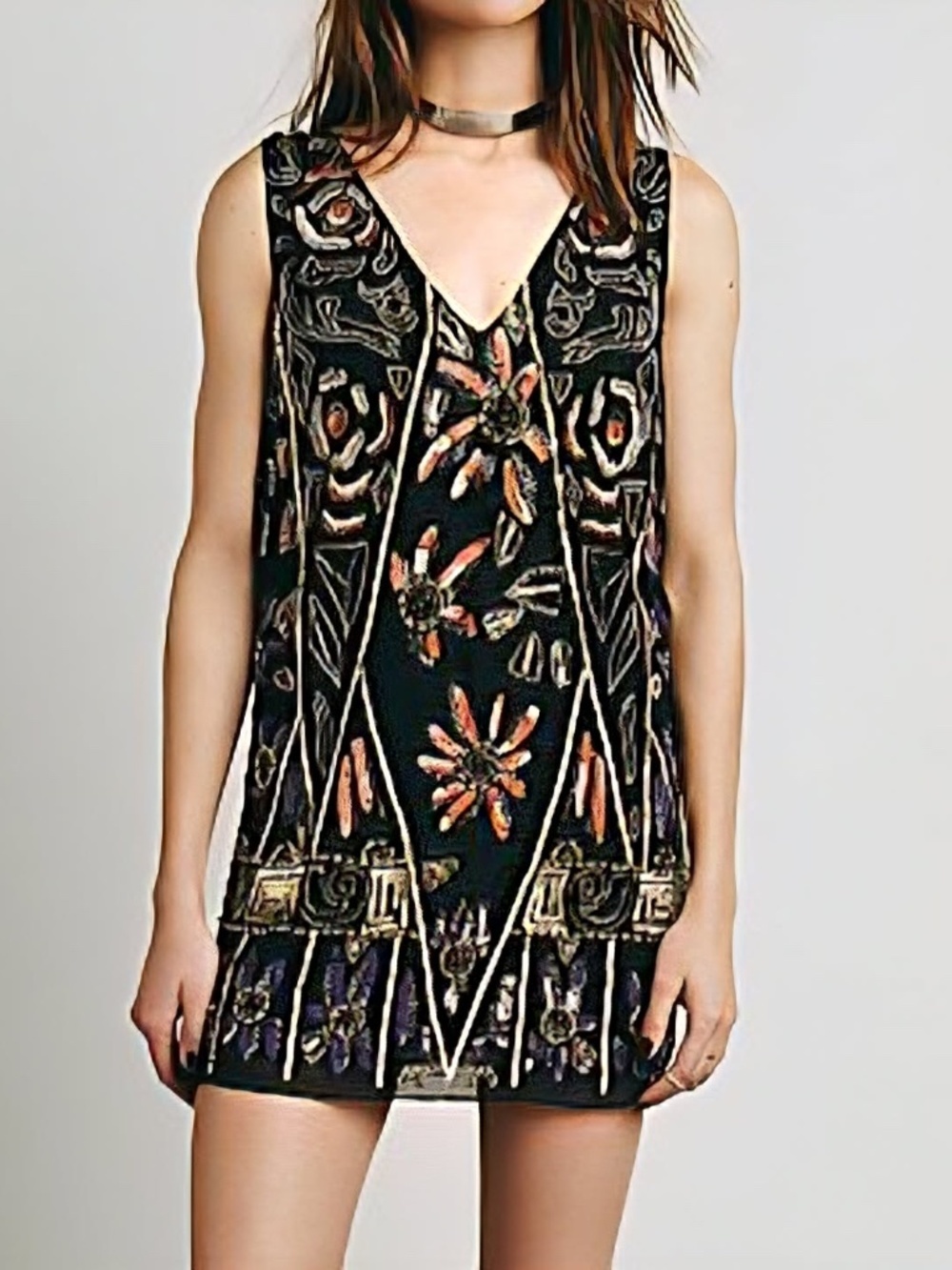 Free People Beaded Sequin Whimsy Hippie Coastal Fairycore Indie Boho Shift Dress - Picture 2 of 13
